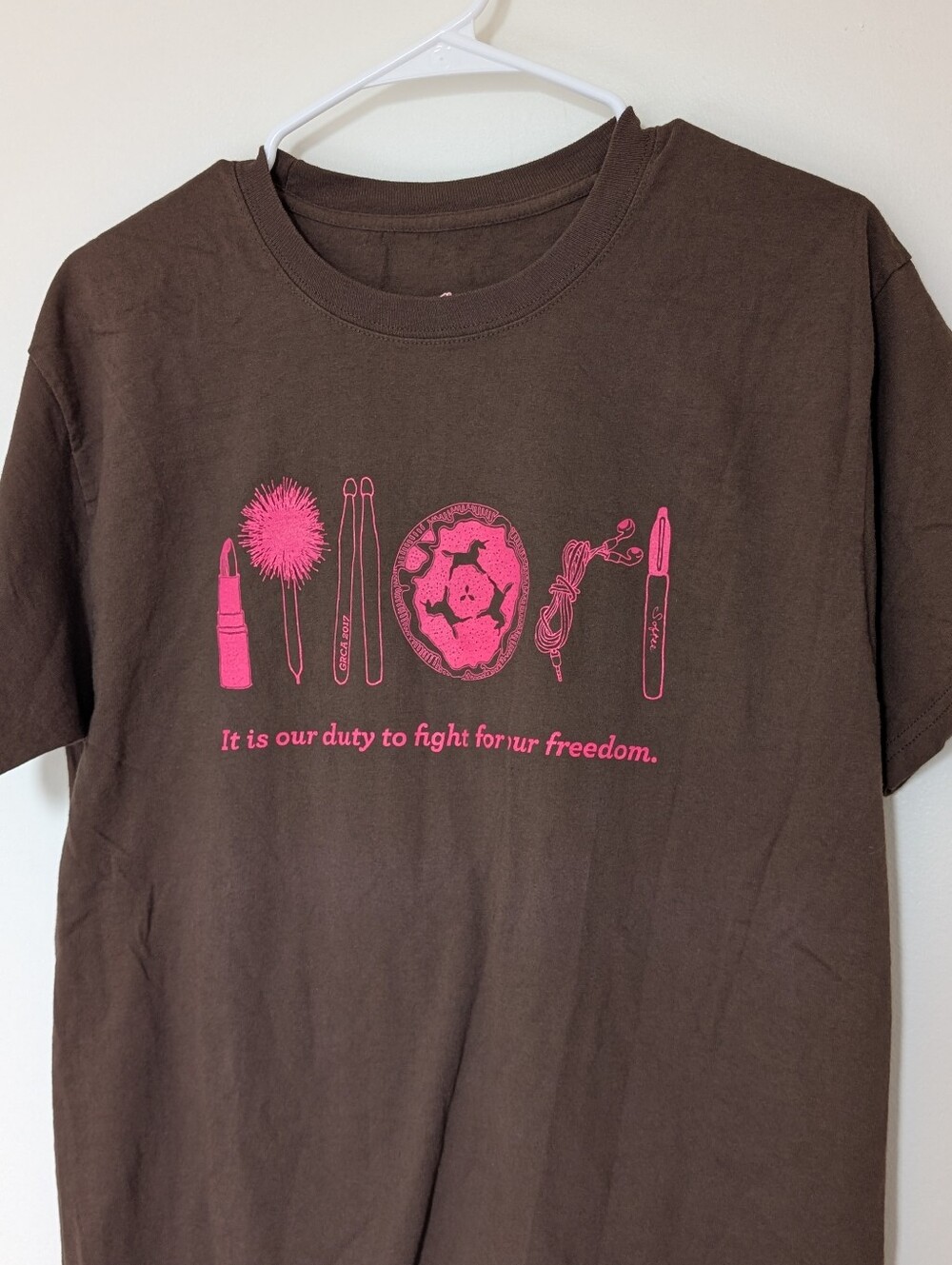 feminism cotton brown graphic t-shirt